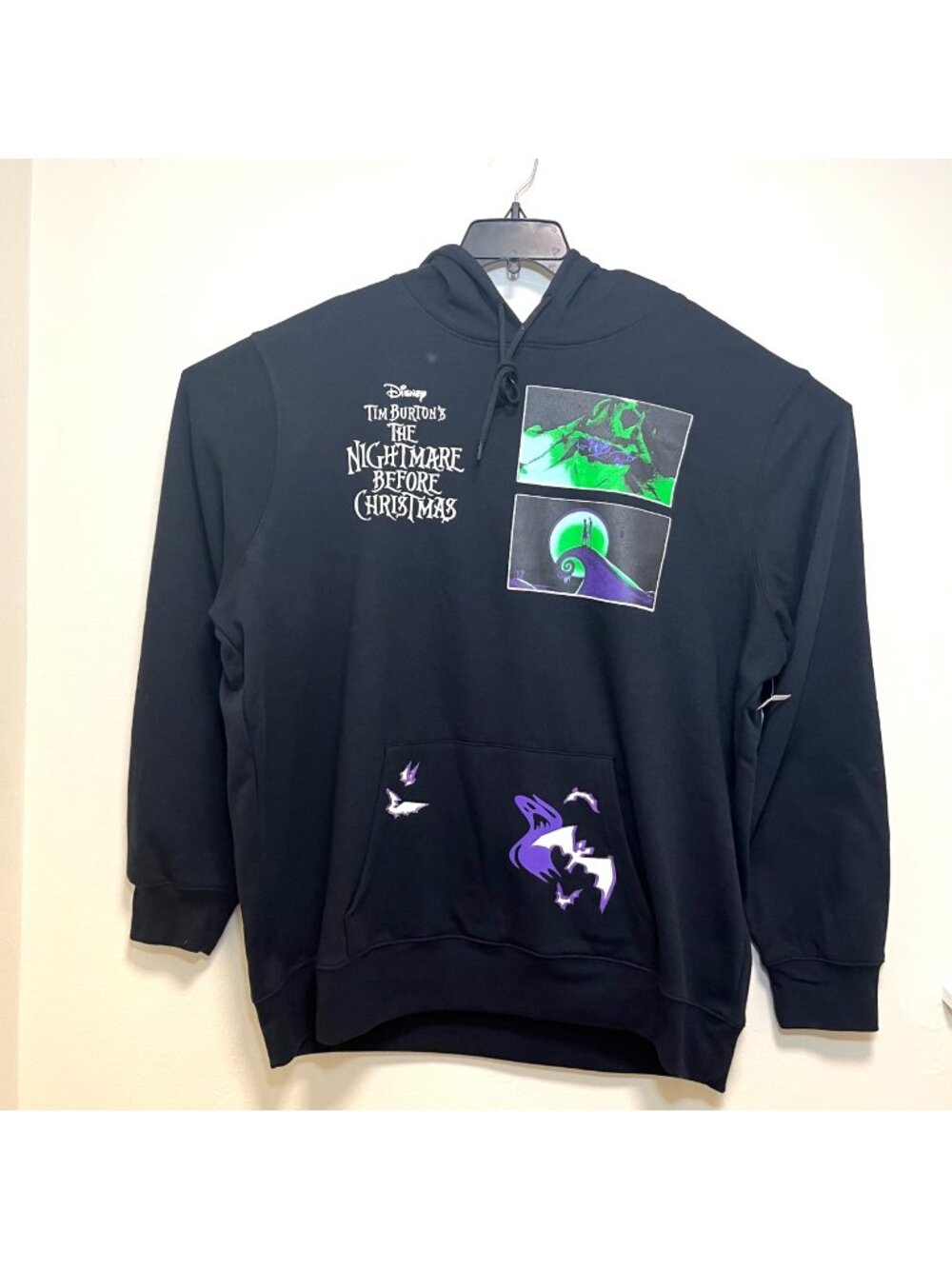 NWT Nightmare Before Christmas Hoodie  Graphics front back Men 2XL Black Green